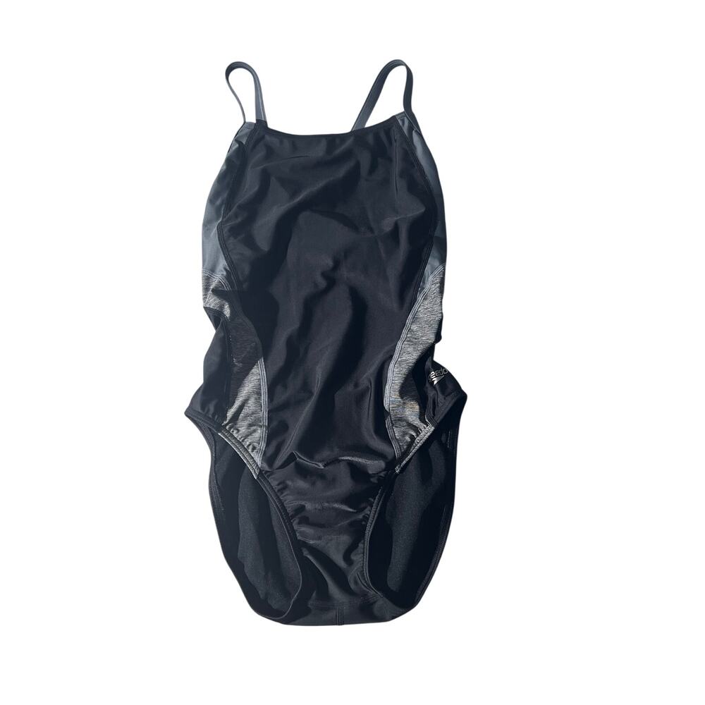 Speedo Pro LT One Piece Swimsuit Black Gray Size 10/36